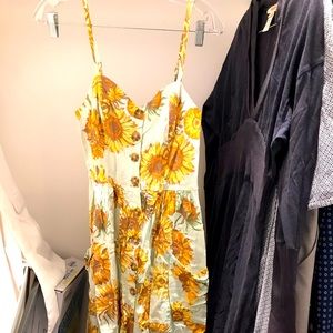 Linen print sunflower dress
